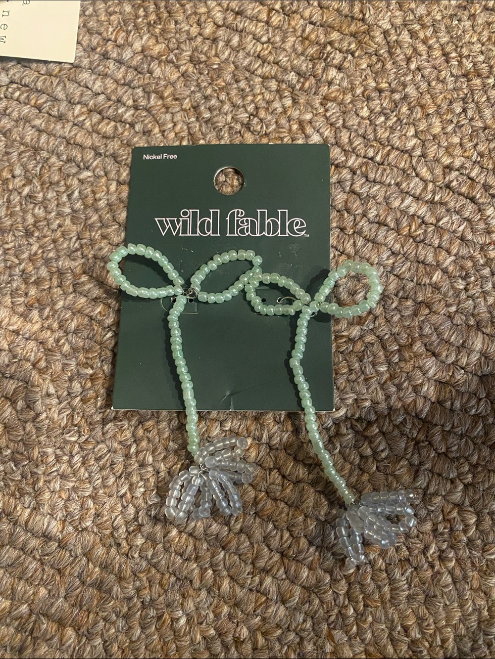 wild fable Mint Green Beaded Earrings with Bead Tassels